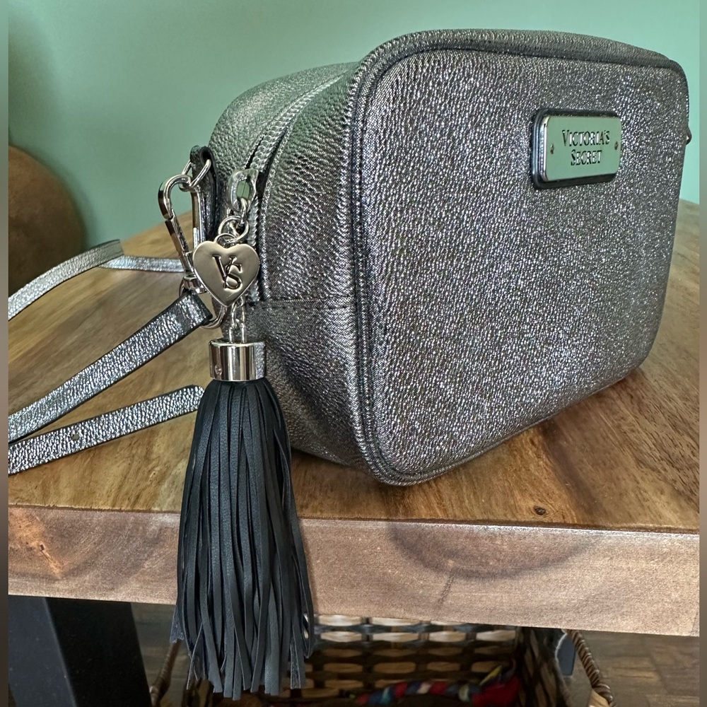 Victoria's Secret Metallic Crossbody Bag with Tassel adjustable strap